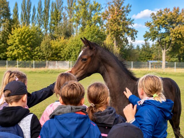 Ein Vormittag voller Fragen und Entdeckungen 🐴🌾

Heute waren Kinder der 3. und 4. Klassen der Evangelischen Grundschule Gotha bei uns auf dem Münchshof – mit erstaunlich vielen und manchmal ziemlich tiefgründigen Fragen im Gepäck.

Was wächst auf unseren Feldern? Wie arbeitet ein Landwirt? Was passiert mit den Tieren? Und natürlich: Was machen wir eigentlich mit all unseren Pferden?

Vieles lässt sich besser erleben als erklären. Also ging es über den Hof, hinaus aufs Feld und natürlich zu den Pferden – wobei Gustaf ziemlich schnell im Mittelpunkt stand.

Im Stall warteten frisch eingestreute Boxen. Auf die Frage „Dürfen wir da rein?“ folgte wenig später die nächste Entscheidung: Mittagessen ordentlich an Tisch und Bank – oder lieber zurück ins Stroh?

Die Abstimmung fiel eindeutig aus. 😉

Ein schöner Vormittag voller Neugier, Begegnungen und ziemlich kluger Fragen.

Danke für euren Besuch – es hat uns großen Spaß gemacht mit euch!